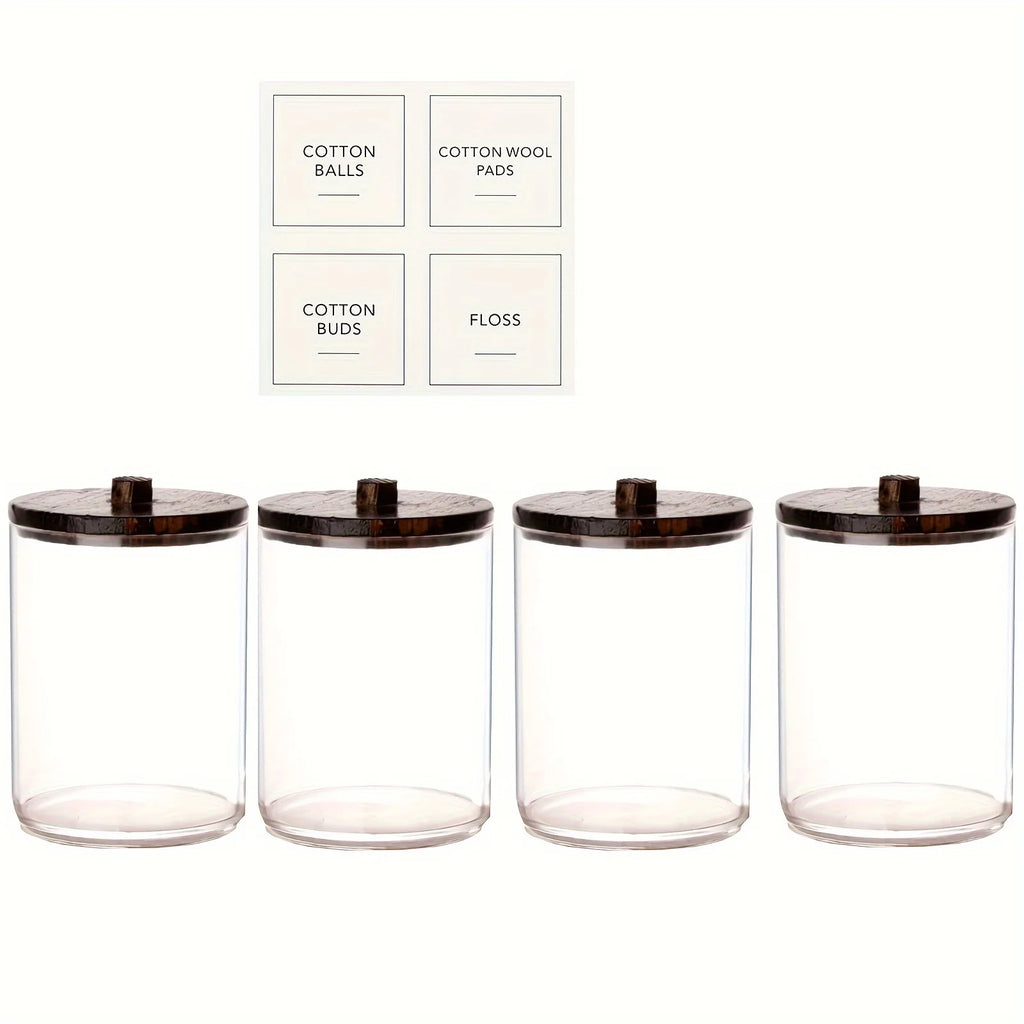 4 Pack Qtip Holder Dispenser Clear Plastic Apothecary Jar Containers Storage Box for Vanity Makeup Organizer Storage Bathroom